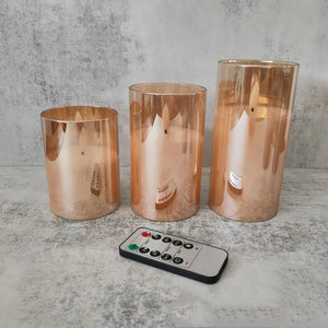Set of 3 Rechargeable Electric Flameless Pillar Candle