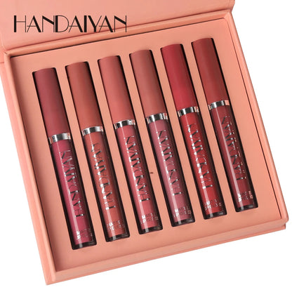 HANDAIYAN Set of 6 NonStick Cup Liquid lipstick , Long-Lasting Lip Gloss Gift Box – Matte Finish Lip Gloss, Resistant to Fading