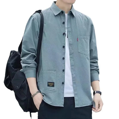 New Loose-fit Casual Men's Long Sleeve Shirt Fashionable Spring Autumn Workwear Jacket For Men Comfortable Non-iron