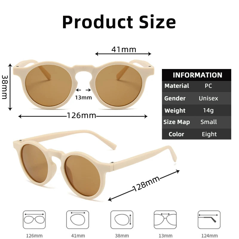 New Children Vintage Frosted Round Outdoor Sun Protection Sunglasses Baby Girls Acrylic UV400 Sunglasses Kids Fashion Glasses