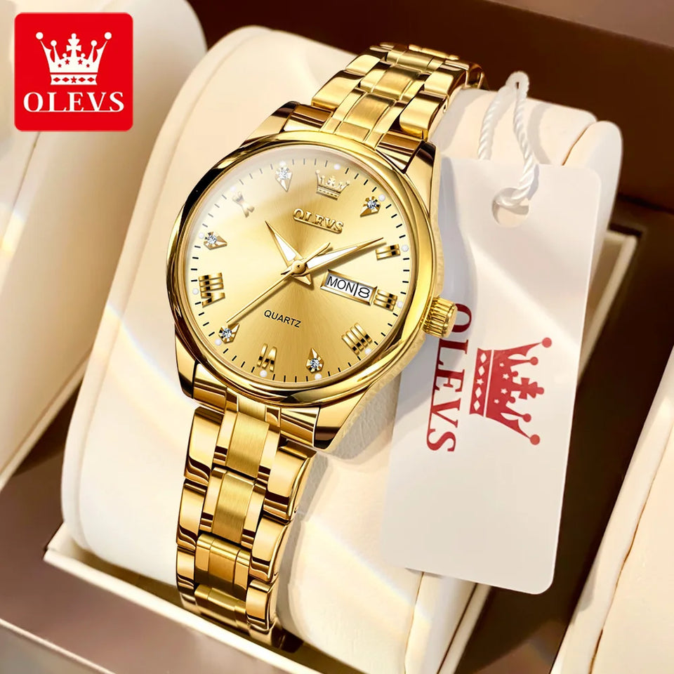 OLEVS High Quality Luxury Couple Watch For Men Women Stainless Steel Original Watches Top Brand Waterproof Couple Wrist Watches