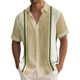Summer Striped Printed Shirts For Men Casual Short Sleeve