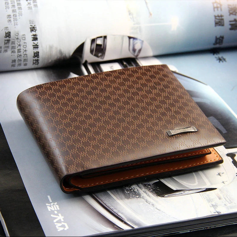 Leather Wallet Luxury Short Card Holder Purse for Male Business Fold Portable Rfid Wallets for Man Money Bag