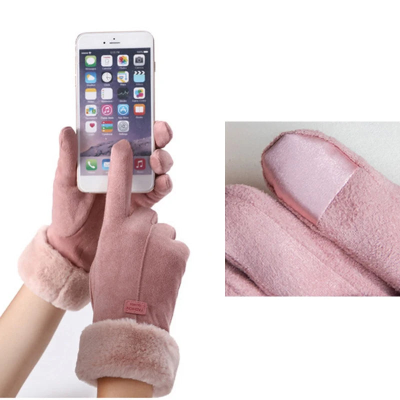 New Fashion Gloves Autumn Winter Cute Furry Warm Mitts Full Finger Mittens Women