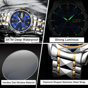 Brand Luxury Man Wristwatch Waterproof Luminous Date Week Men Watches Stainless