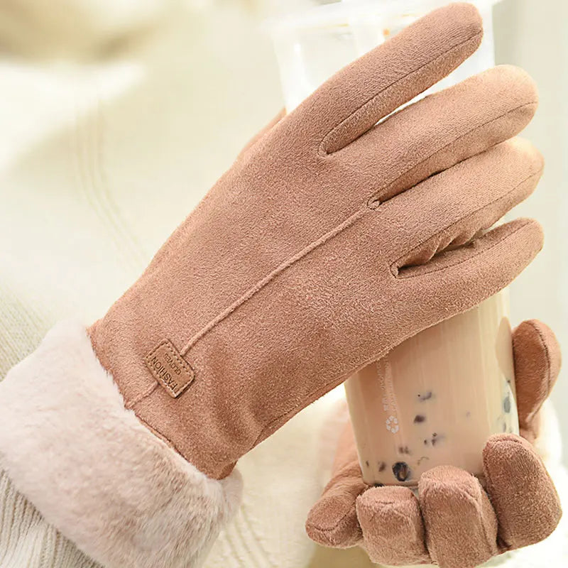 New Fashion Gloves Autumn Winter Cute Furry Warm Mitts Full Finger Mittens Women