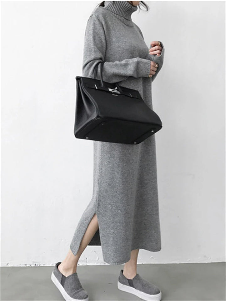 Wool Winter Womens Dress Fall Sweater Women Dress Long Sleeve Knitted Dresses
