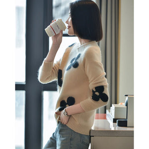 women's sweaters in autumn and winter 100% merino wool round neck pullover