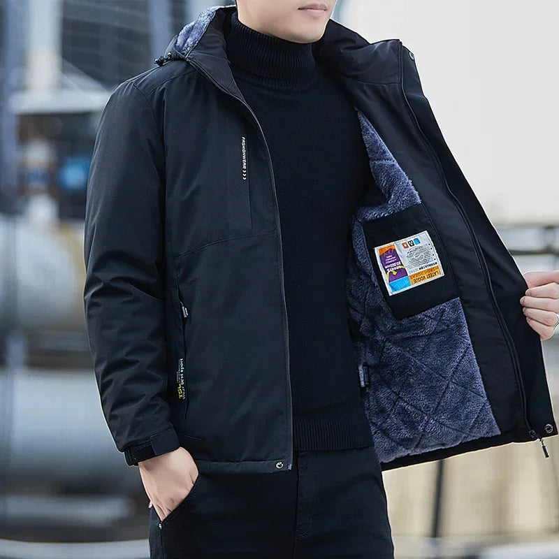 Men's Autumn Winter Jacket Plush Waterproof Male Spring Cotton Male Casual Windproof Jackets Hombre Coat Men Windbreak