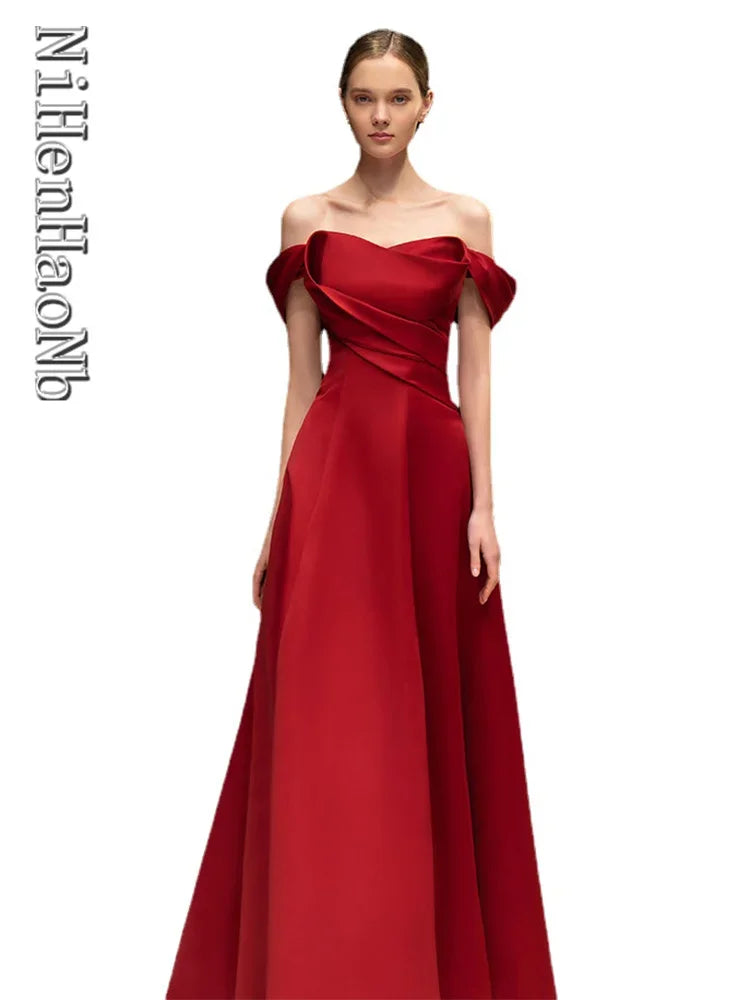 New Wine Sleeveless Long Lady Wedding Dresses Bridesmaid Dress