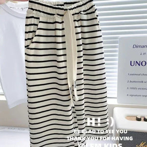 Comfortable Letter T-shirt+Stripe Loose Fitting Pants 2Pcs Suit For Kids Children Outfit