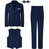 Suit for Kids Boys Wedding Formal Outfit Set Children Gentleman Ring Bearer Clothings Perform Tuxedo Vest + Pants + Blazer 3PCS