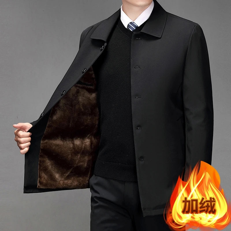 High-quality Middle-aged Men's Jacket Loose Casual Spring and Autumn Clothing Middle-aged Dad Coat Single-row Button Jacket