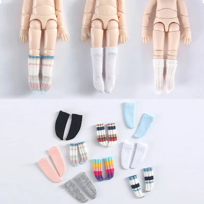 Ob11 Doll Socks Fashion Rainbow Striped Socks for baby girl