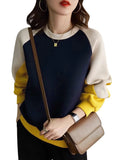 Sweatshirts Woman Long Sleeve Patchwork Pullovers Hoodies Streetwear