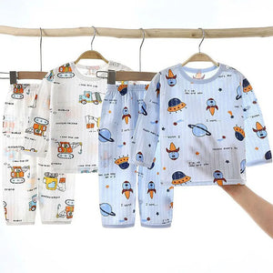 Top+Pants 2-Piece Set Breathable Soft Cotton Pajamas Children Boys