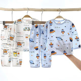 Top+Pants 2-Piece Set Breathable Soft Cotton Pajamas Children Boys