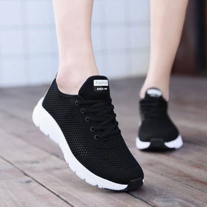 Breathable Lightweight Outdoor Running Sneakers Ladies Solid Color Tennis Ladies Casual Shoes