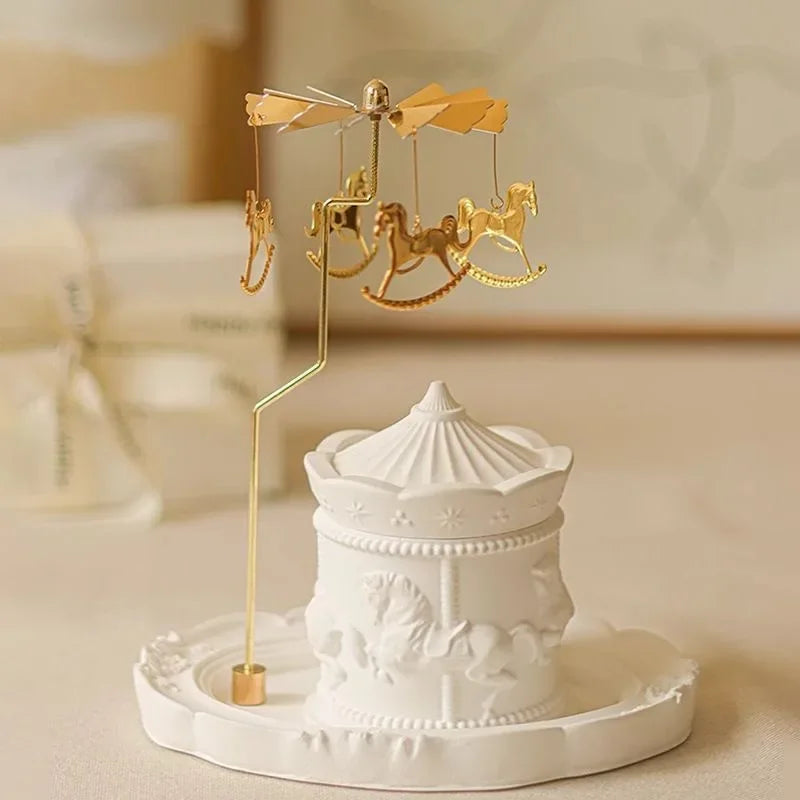 Christmas Scented Candle Set Carousel Sculpture Gypsum Aromatherapy Candles