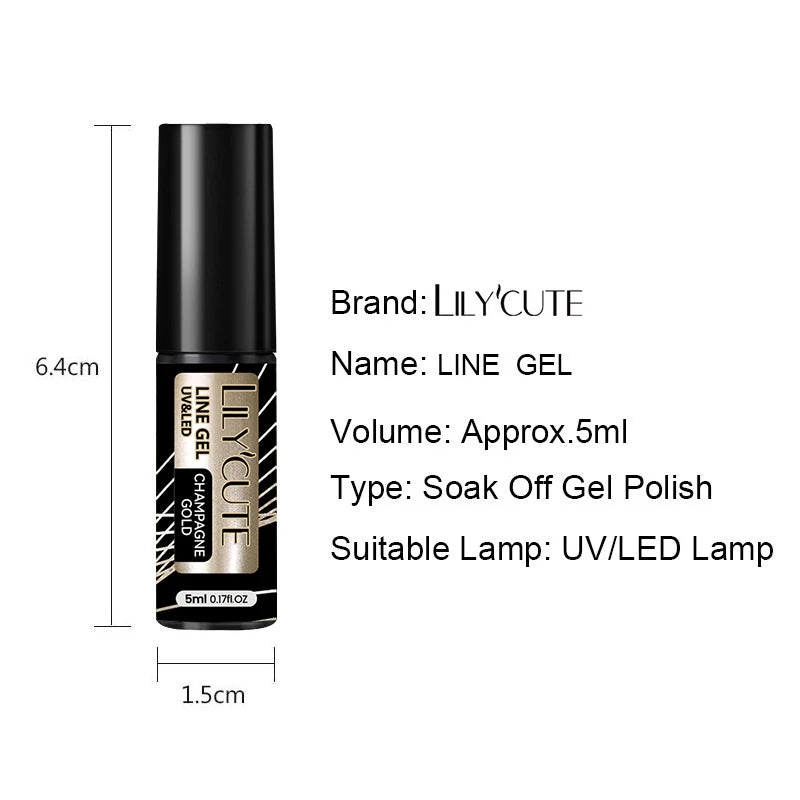 Gold Metallic Liner Painting Gel Nail Polish Chrome Silver Super Bright Mirror Effect
