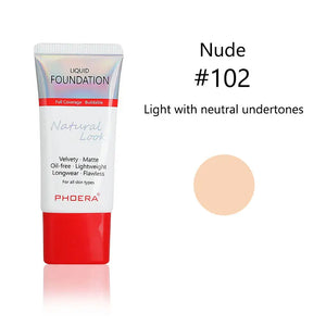 Liquid Foundation Mineral Touch Oil Control Matte Skin-Friendly Makeup Full Coverage 24Hour Long Lasting Cosmetic