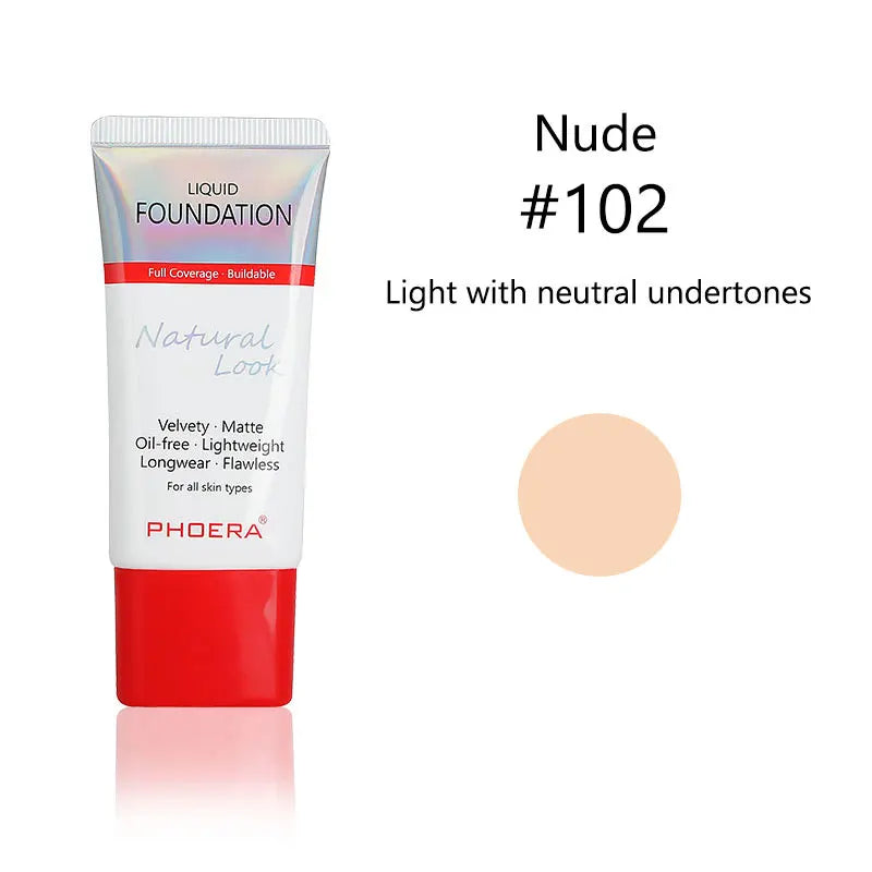 Liquid Foundation Mineral Touch Oil Control Matte Skin-Friendly Makeup Full Coverage 24Hour Long Lasting Cosmetic