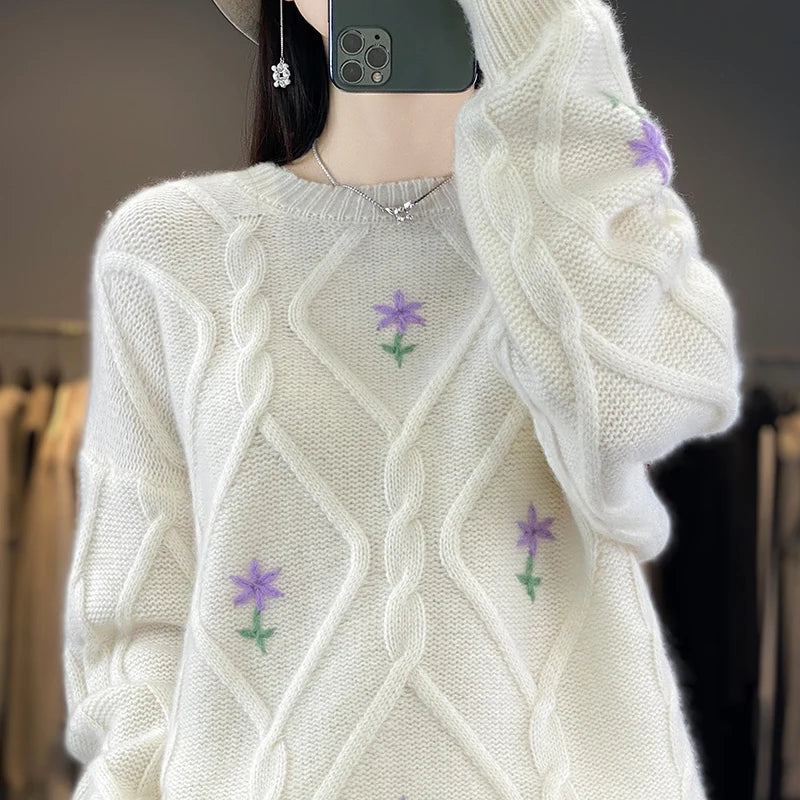 High end Luxury 100% Merino Wool Sweater Women's Autumn/Winter