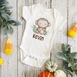 Personalized Monkey with Name Baby Jumpsuit Baby