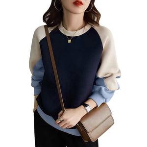 Sweatshirts Woman Long Sleeve Patchwork Pullovers Hoodies Streetwear