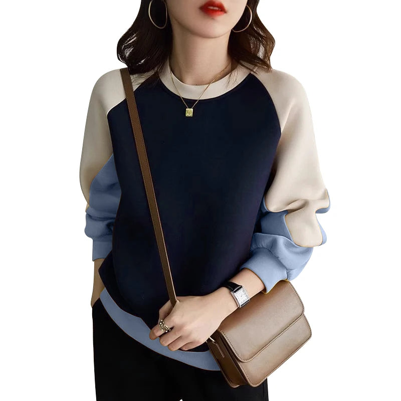 Sweatshirts Woman Long Sleeve Patchwork Pullovers Hoodies Streetwear