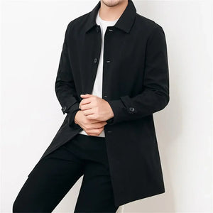 Men Long Coat Windbreaker Casual Loose Design Solid Color Trench Men Fashion Korean Style Mens Jackets Outerwear