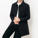 Men Long Coat Windbreaker Casual Loose Design Solid Color Trench Men Fashion Korean Style Mens Jackets Outerwear