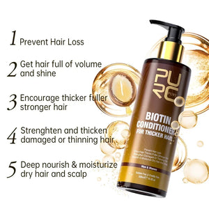 PURC Biotin Hair Shampoo Conditioner for Men Women Scalp Treatment Cleaning Hair Root Nourish Smooth Hair Oil Care Products Set
