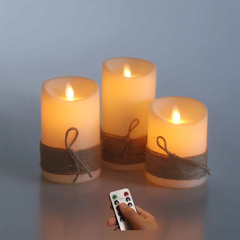 3pcs/Set Dancing Flame Remote Led Candles