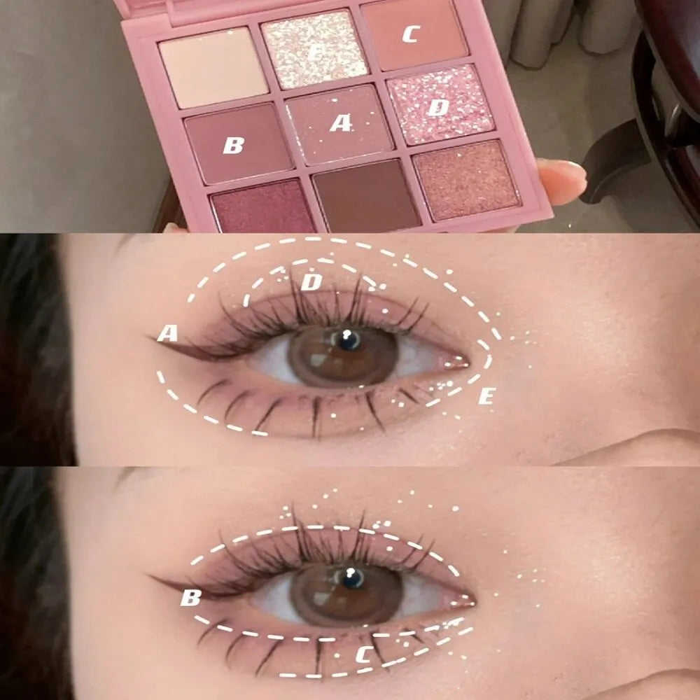 DIKALU Transparent Acrylic Eyeshadow Tray Pearl Matte Waterproof Is Not Easy To Faint Earth Color Nine Grid Eyeshadow