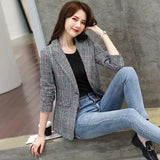 Ladies New Fashion Lattice Suit Blazer Women Clothing Woman Office Wear Casual Nice OL Jacket Female Girls Coats
