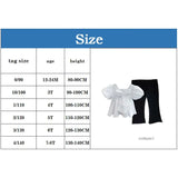 Girls Set Sweet Square Neck Bubble Backless Top with Side Split Flare Pants