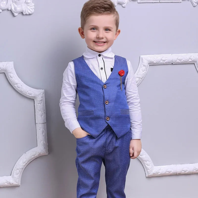 Korean Boy’s Gentlemen Suit Shirt Vest Trousers Three-piece Suit Boy Shirt Pants Suit 100-140cm Boy Children's Boy's Clothing