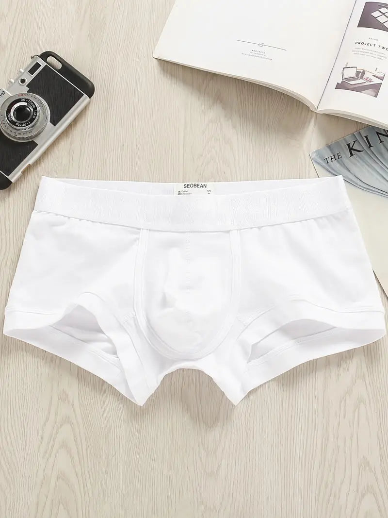 2pcs/lot SEOBEAN Men‘s Boxer underwear cotton solid color tight low rise simple