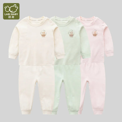 LABI BABY Children Pajamas Set Autumn Long Sleeve Cotton Tops Pants Sleep Suit Sleepwear