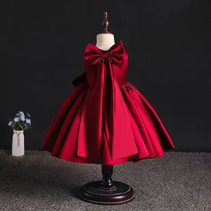 Customized Flower Baby Girls Wedding Birthday Bownot Dresses Clothing Toddler Kids Princess Party Ball Holy Communion Gown