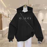 High Quality Print Fleece Hoodie Women's Fashion Graphic Loose Casual Sweatshirt