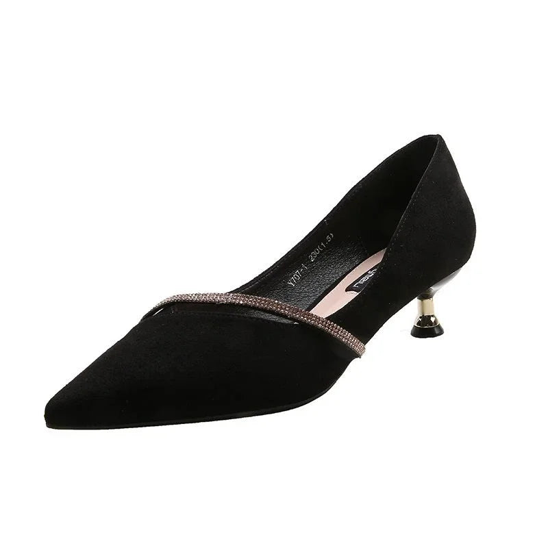 new Korean version of fashion temperament hollow French female pointed thin heel heel