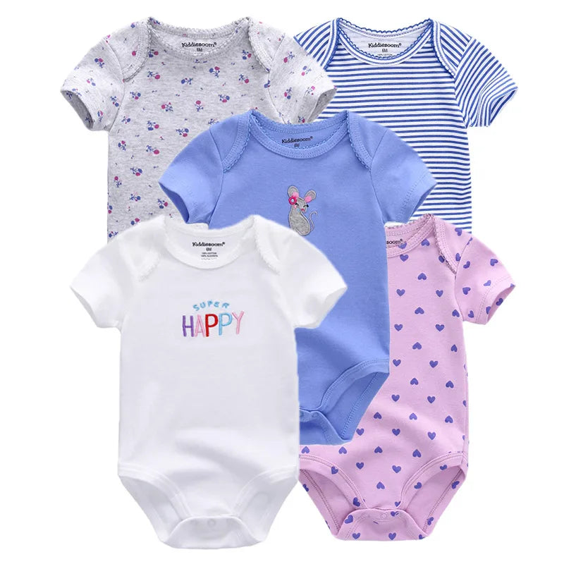 Short Sleeve Baby Girl Bodysuits Soft 100%Cotton Infant Onesies