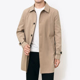 Men Long Coat Windbreaker Casual Loose Design Solid Color Trench Men Fashion Korean Style Mens Jackets Outerwear