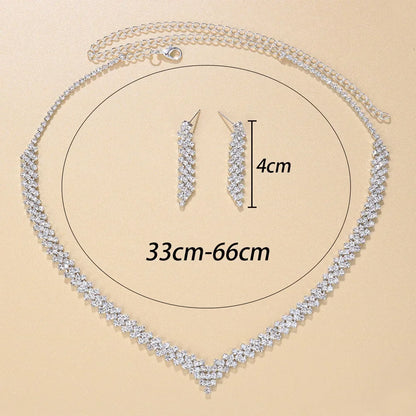 Elegant Rhinestone Crystal Bridal Jewelry for Women V Shape Choker Necklace