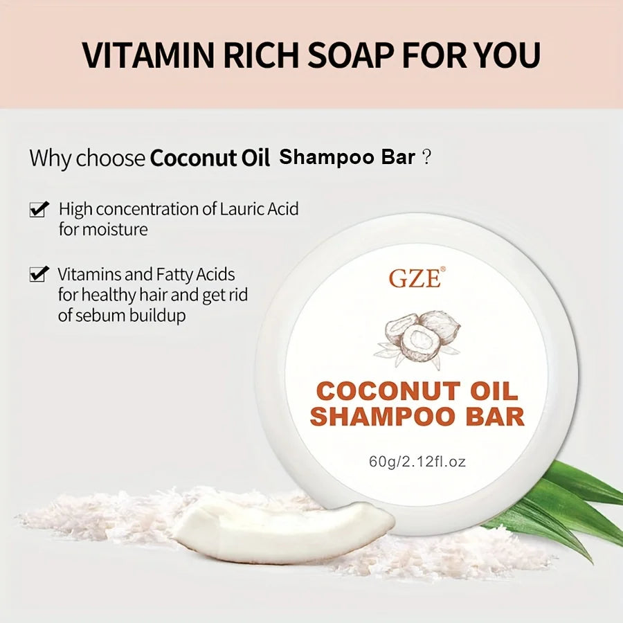 GZE Coconut Oil Shampoo Bar, Moisturizing Bar Shampoo for Dry Hair