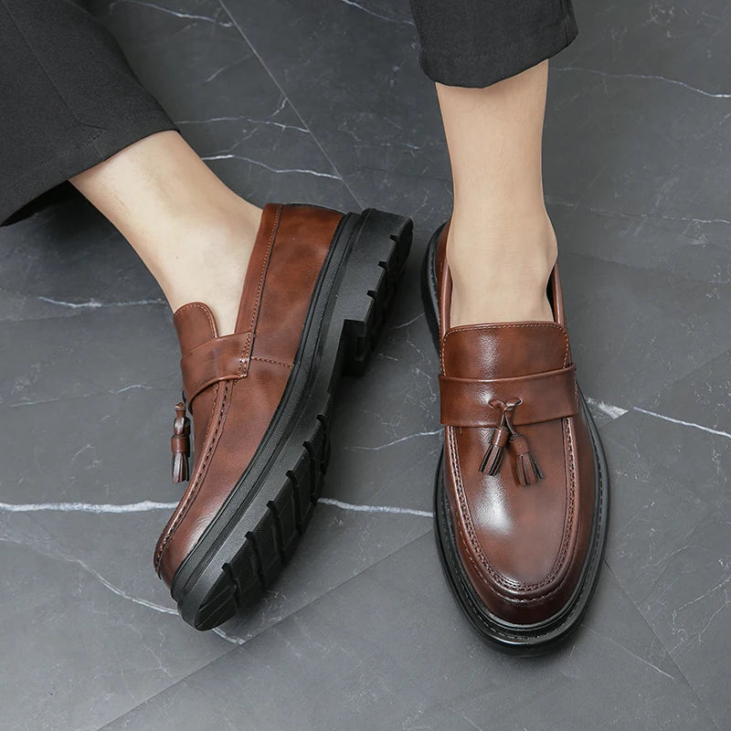 Leather Shoes Soft Anti-slip Driving Shoes Man Moccasins Social Flat Dress Formal Shoes men