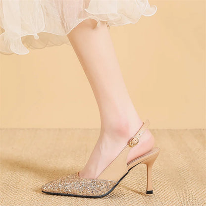 Luxury Glitter Women High Heels Shoes Comfortable Sexy Pointed Toe Female  Heels Sandals