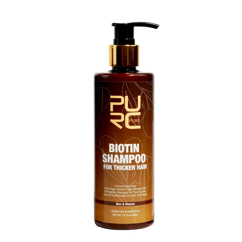 PURC Biotin Hair Shampoo Conditioner for Men Women Scalp Treatment Cleaning Hair Root Nourish Smooth Hair Oil Care Products Set